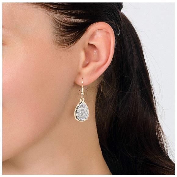 • NEW! Teardrop Druzy Earrings • - Picture 2 of 8